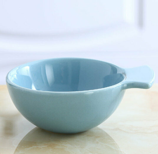 Popular ceramic bowl [Glossy pink blue, large size]