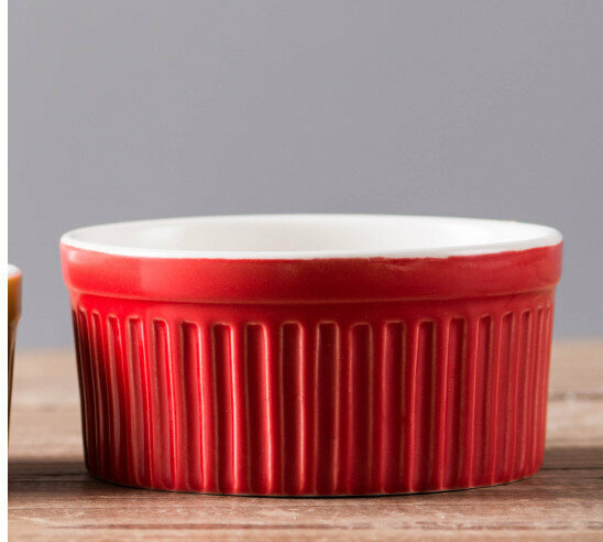 Popular ceramic striped small bowl [red]