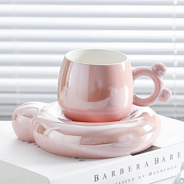Popular coffee cup (pearl powder 1 cup 1 saucer)