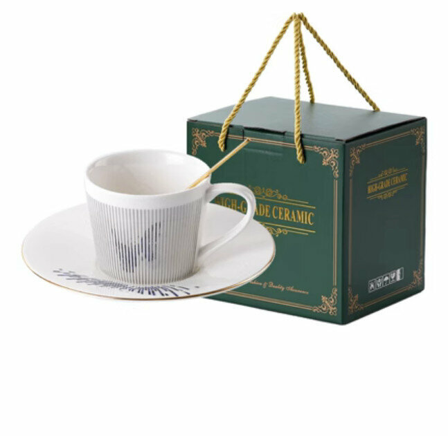 Popular coffee cup (New Diewu with silver cup, 1 cup, 1 saucer, 1 scoop)