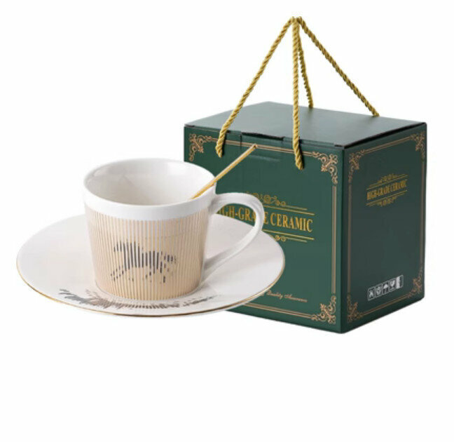 Popular coffee cup (new Pentium with gold cup, 1 cup, 1 saucer, 1 scoop)