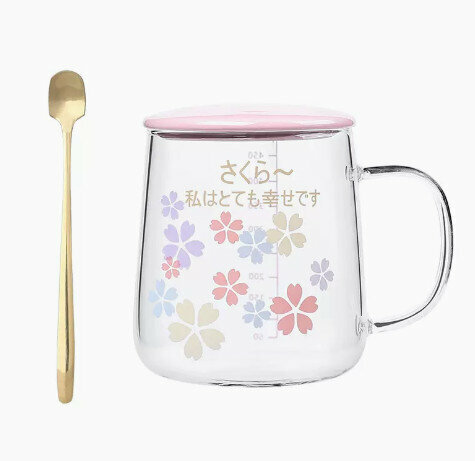 新款帶刻度水杯【碎花】