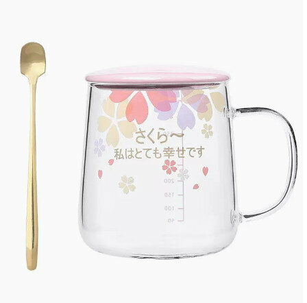 新款帶刻度水杯【頂花】