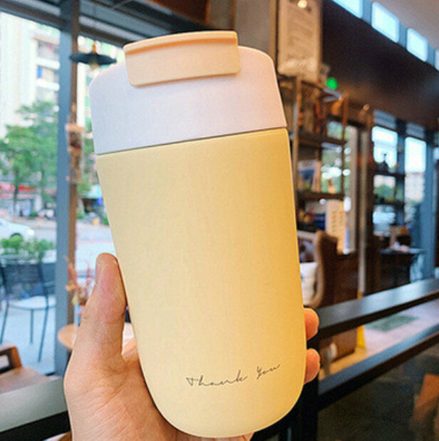 New mini portable straight straw thermos cup [yellow 480ml]