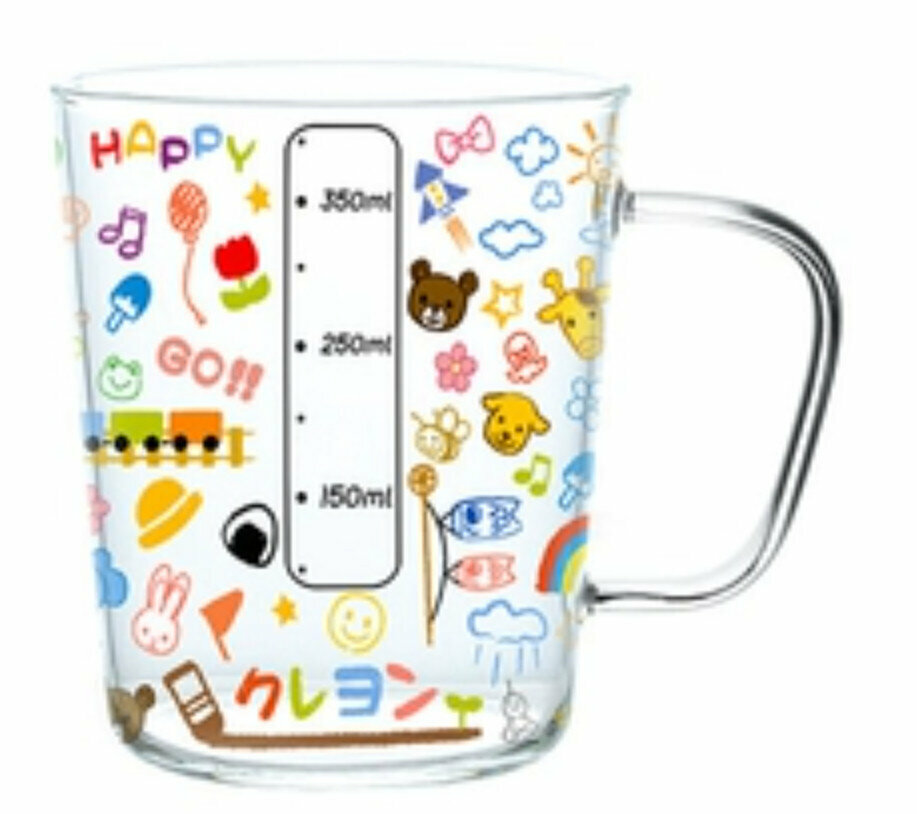 New graduated glass water cup [Black Crayon Weather Glass 600ml]