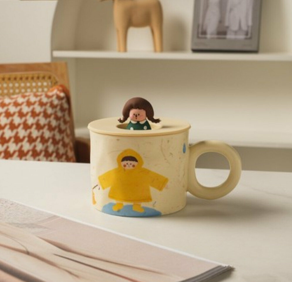New water cup with lid [umbrella girl] [diameter 9.5cm*height 8cm]