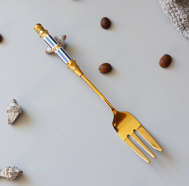 The new Nordic fruit fork set is 14.1cm long (jinshang blue)
