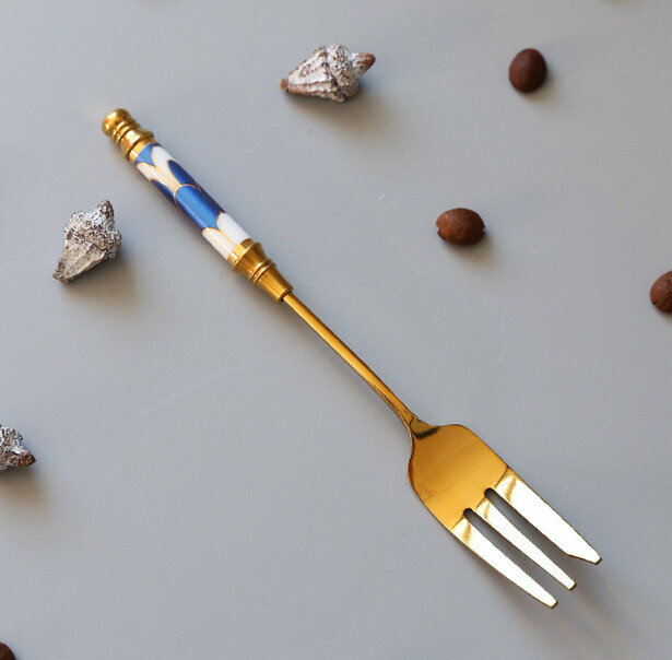 New Nordic Fruit Fork Set Length 14.1cm (Flower Blue)