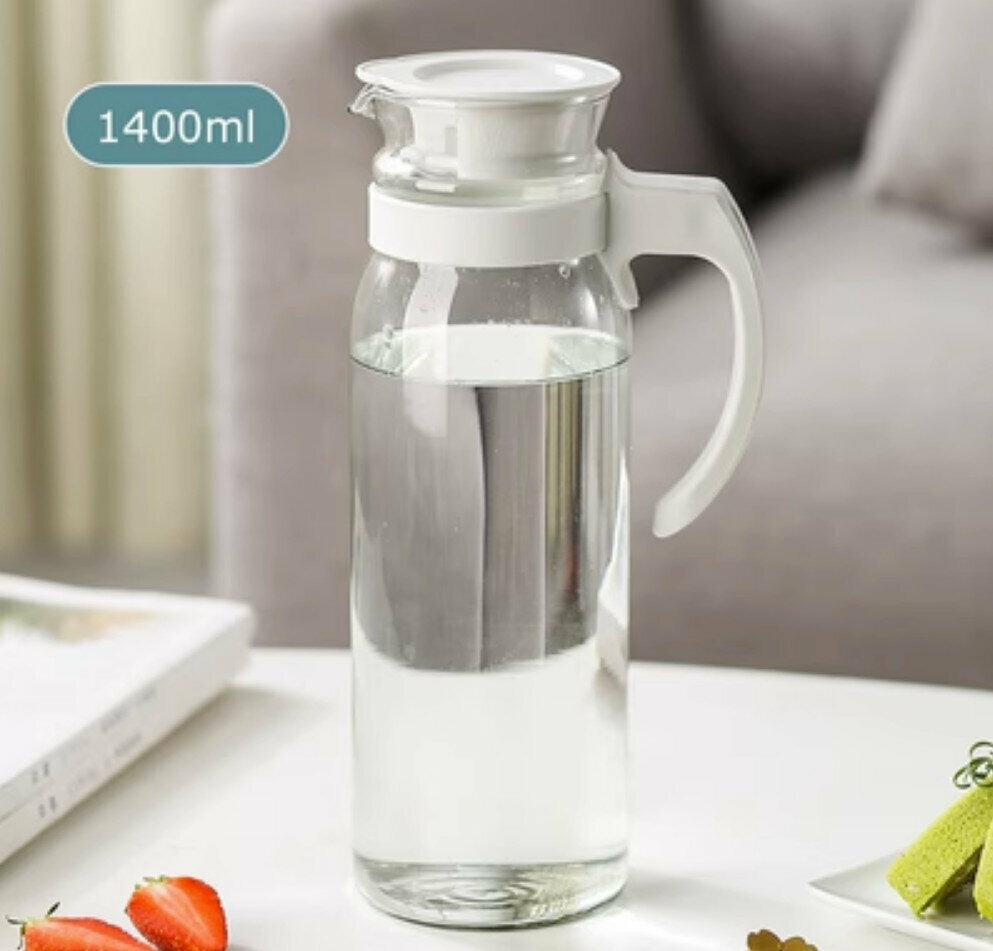 New large-capacity glass cold kettle [1400ml white] [cup diameter 8.5cm*28cm]