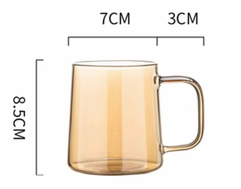 New glass water cup [Amber handle cup 300ML]