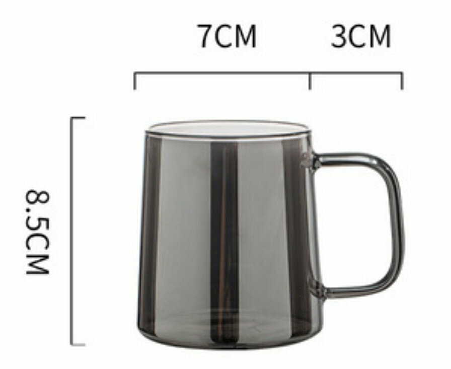 New glass water cup [smoke gray handle cup 300ML]