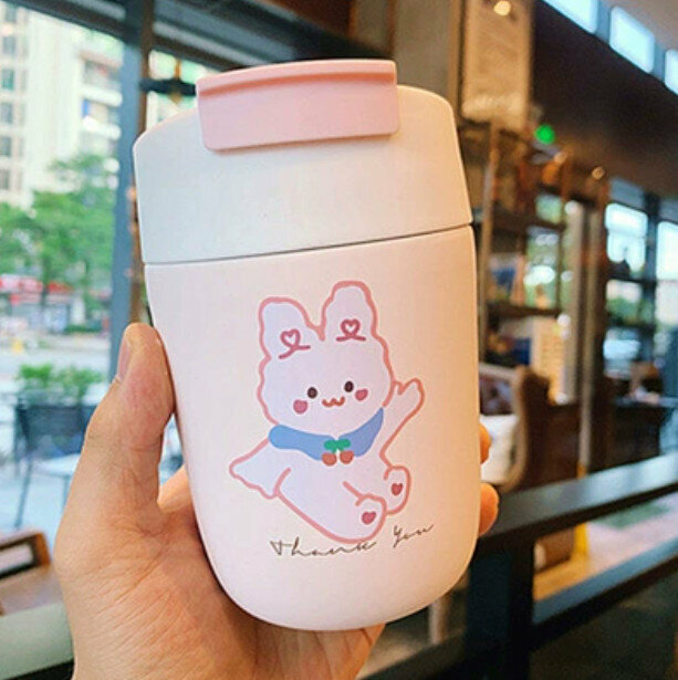 Hot selling mini portable straight straw thermos cup [pink 360ml]
