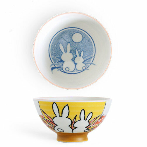 Hot Selling Ceramic Rice Bowl (Little Rabbit Flower Viewing 300ml)