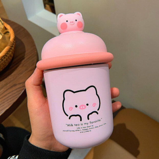 Hot selling portable thermos cup with strap [pink]