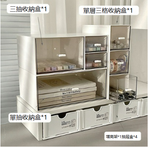 Hot selling desktop storage box transparent drawer type (combination I)