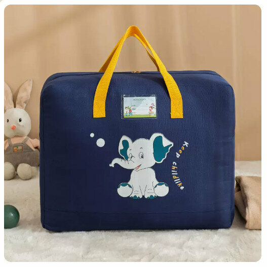 Popular hand luggage bag quilt storage bag [Dark Blue-Elephant] [Size: 58*27*48CM [Large]