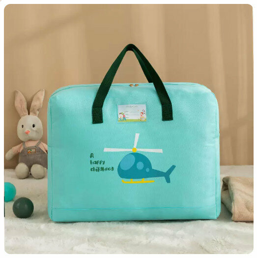 Popular hand luggage bag quilt storage bag [Light Green-Helicopter] [Size: 51*24*40cm [Medium]