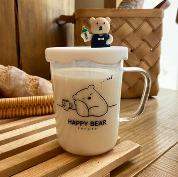爆款卡通小熊玻璃水杯【瞌睡熊】