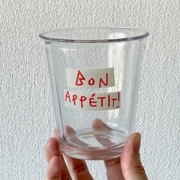 爆款ins簡約韓風玻璃咖啡杯【紅色bon咖啡杯】