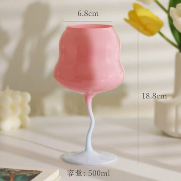 熱推馬卡龍彩色高腳水晶玻璃紅酒杯【粉紫色】