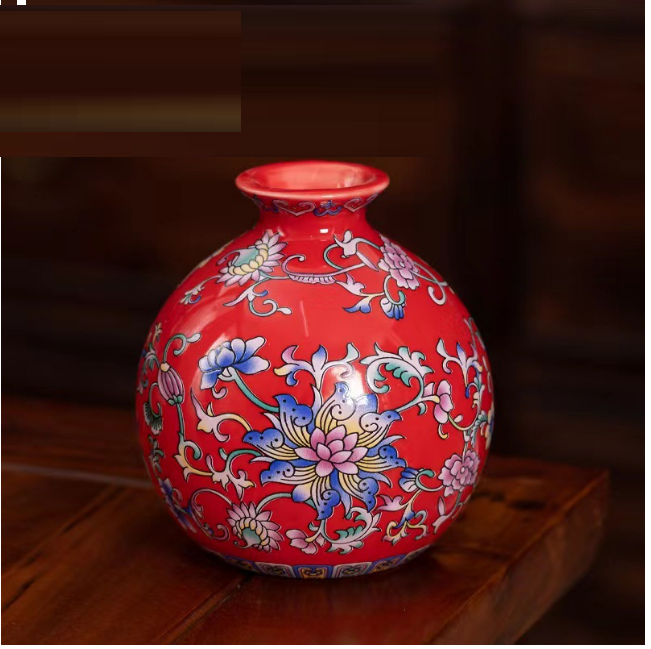 New ceramic enamel mini flower vase (enamel red [Wealth Vase])