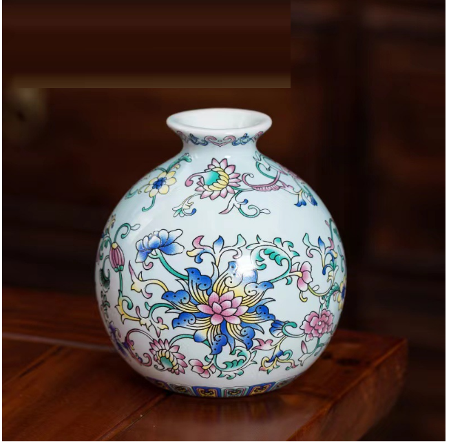 New ceramic enamel mini flower vase (enamel azure [Wealth Vase])