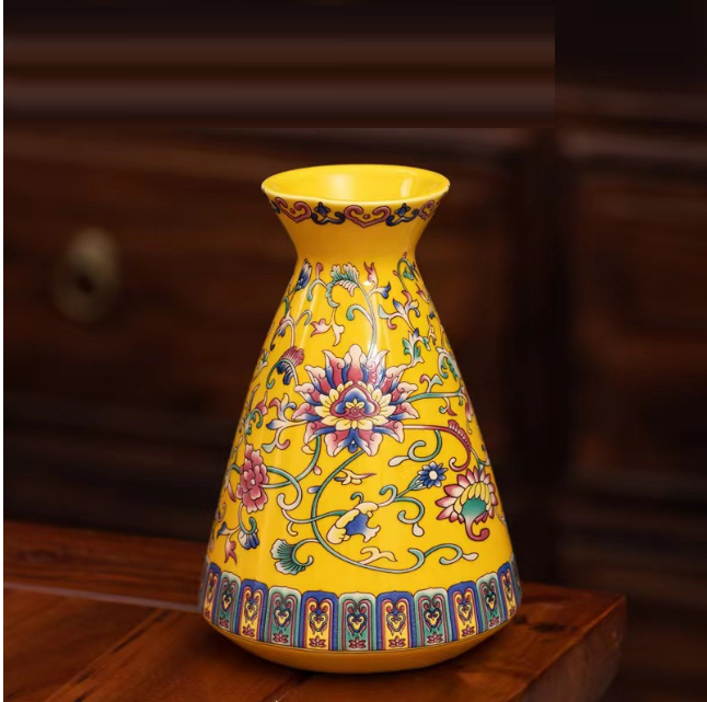 New ceramic enamel mini flower vase (enamel imperial yellow [bucket bottle])