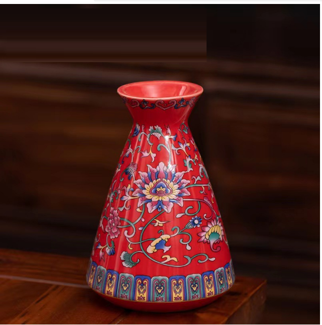 New ceramic enamel mini flower vase (enamel red [bunch bottle])