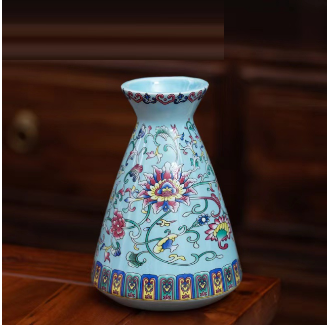 New ceramic enamel mini flower vase (enamel lake blue [bunch-mouth bottle])