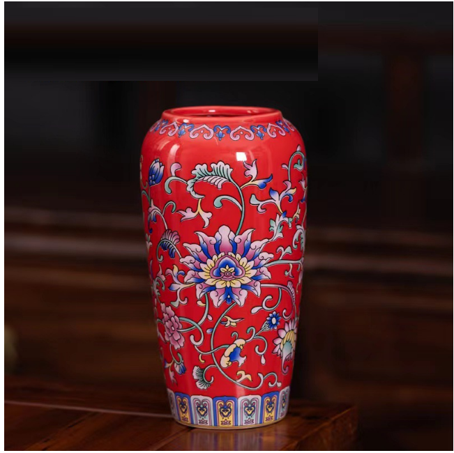 New ceramic enamel mini flower vase (enamel red [Dadu bottle])