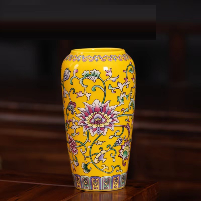 New ceramic enamel mini flower vase (enamel imperial yellow [generous bottle])