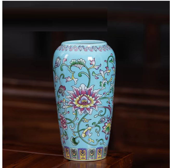 New ceramic enamel mini flower vase (enamel lake blue [Dadu bottle])
