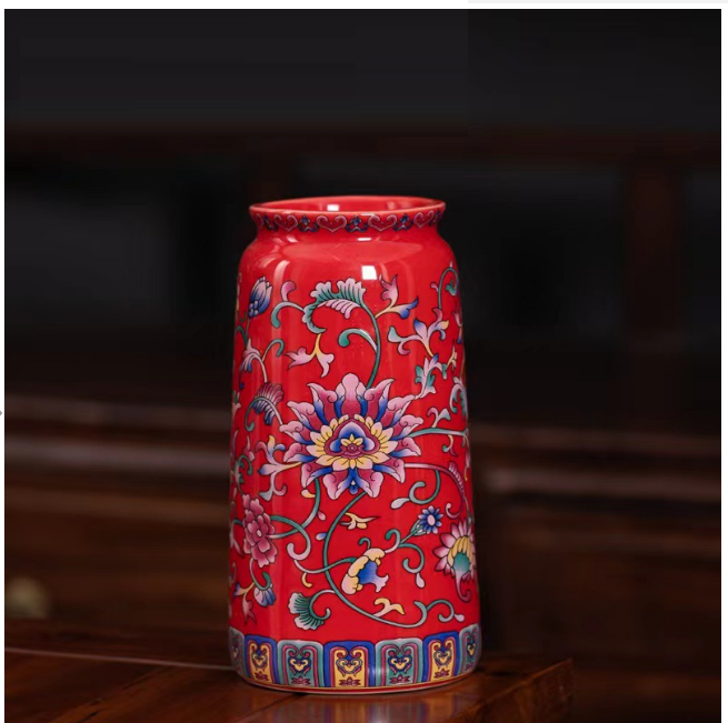 New ceramic enamel mini flower vase (enamel red [Qinghuan Vase])