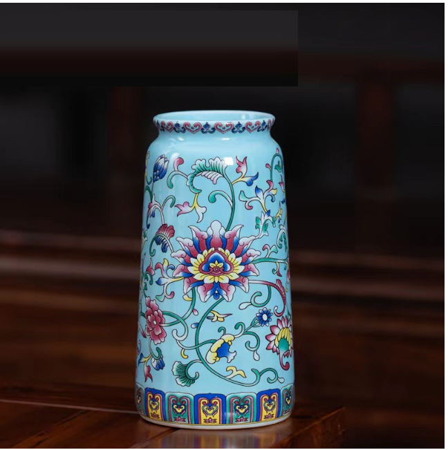 New ceramic enamel mini flower vase (enamel lake blue [Qinghuan Vase])