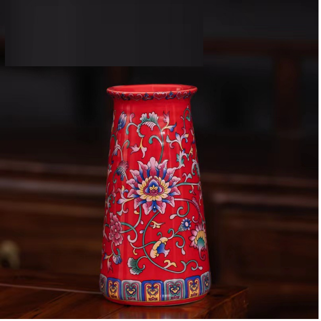 New ceramic enamel mini flower vase (enamel red [straight bottle])