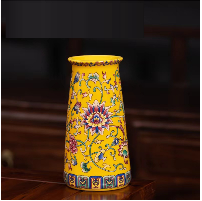 New ceramic enamel mini flower vase (enamel imperial yellow [straight bottle])
