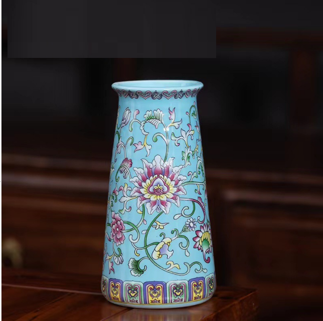 New ceramic enamel mini flower vase (enamel lake blue [straight bottle])