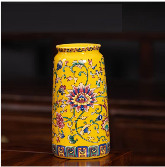 New ceramic enamel mini flower vase (enamel imperial yellow [Qinghuan Vase])