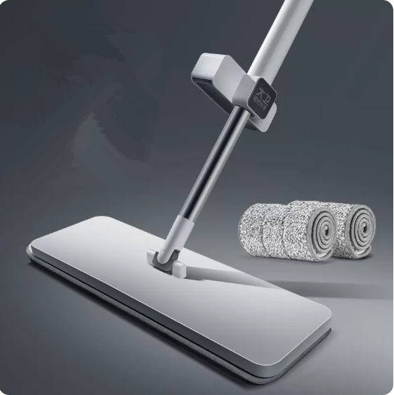 New flat mop (white) (2 mops in total) (Specifications: handle plate size: 36*10CM, rod length: about 133CM)