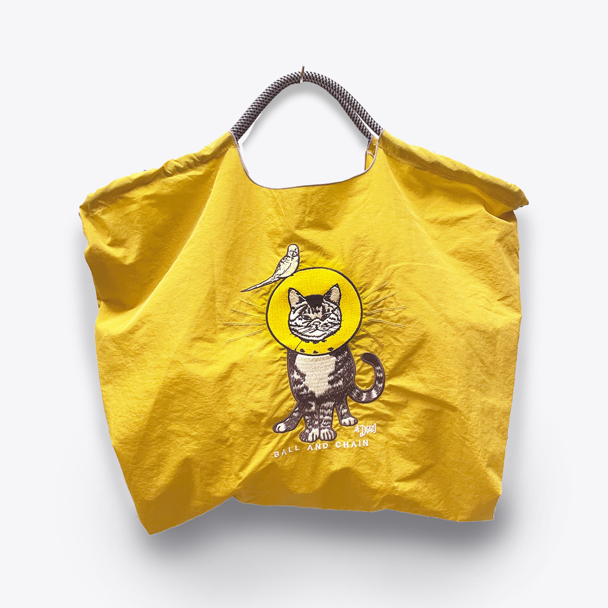 Ball＆Chain 刺繡環保購物袋 L號 - 黃 (31310120)