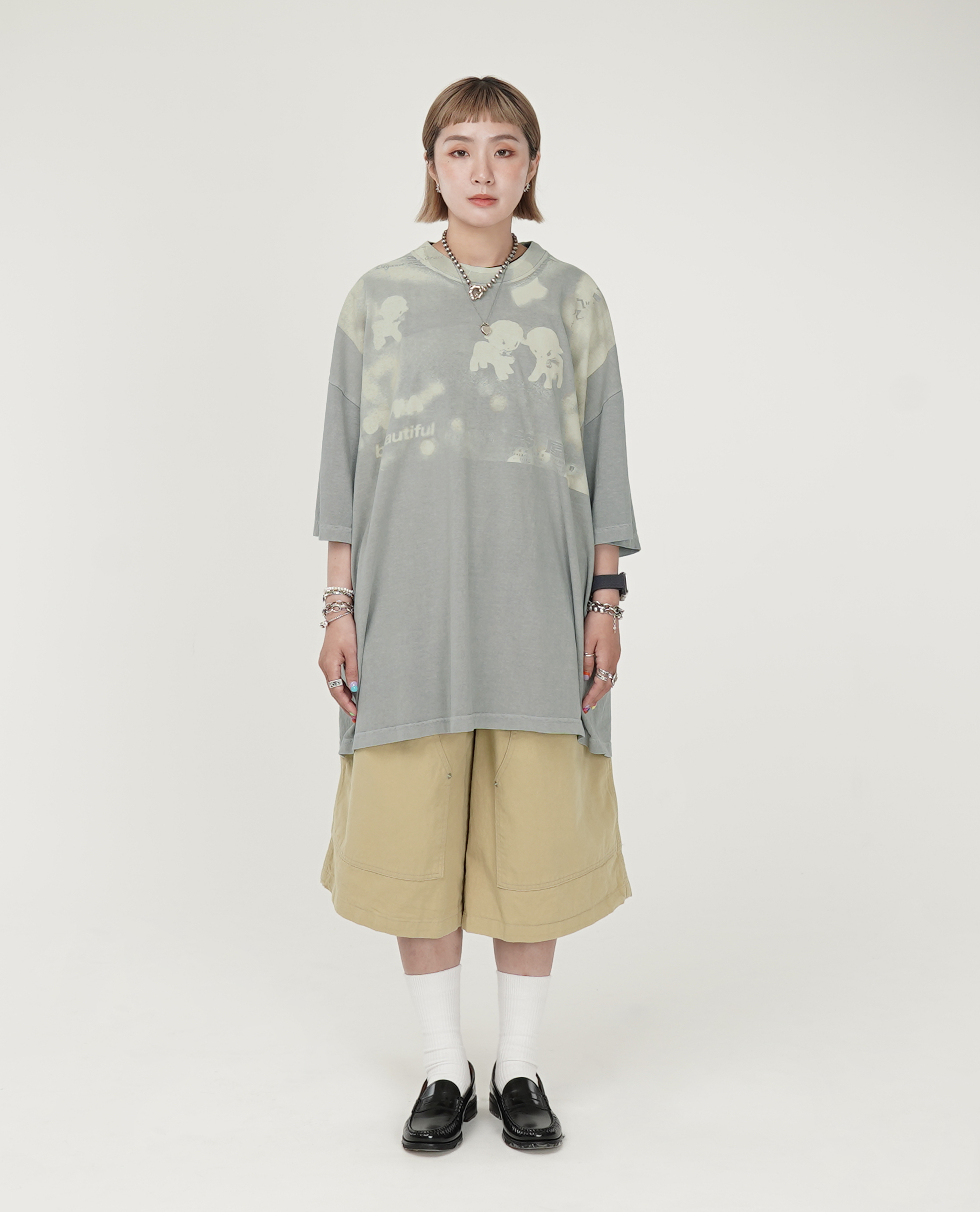 膝下補釘綁繩褲