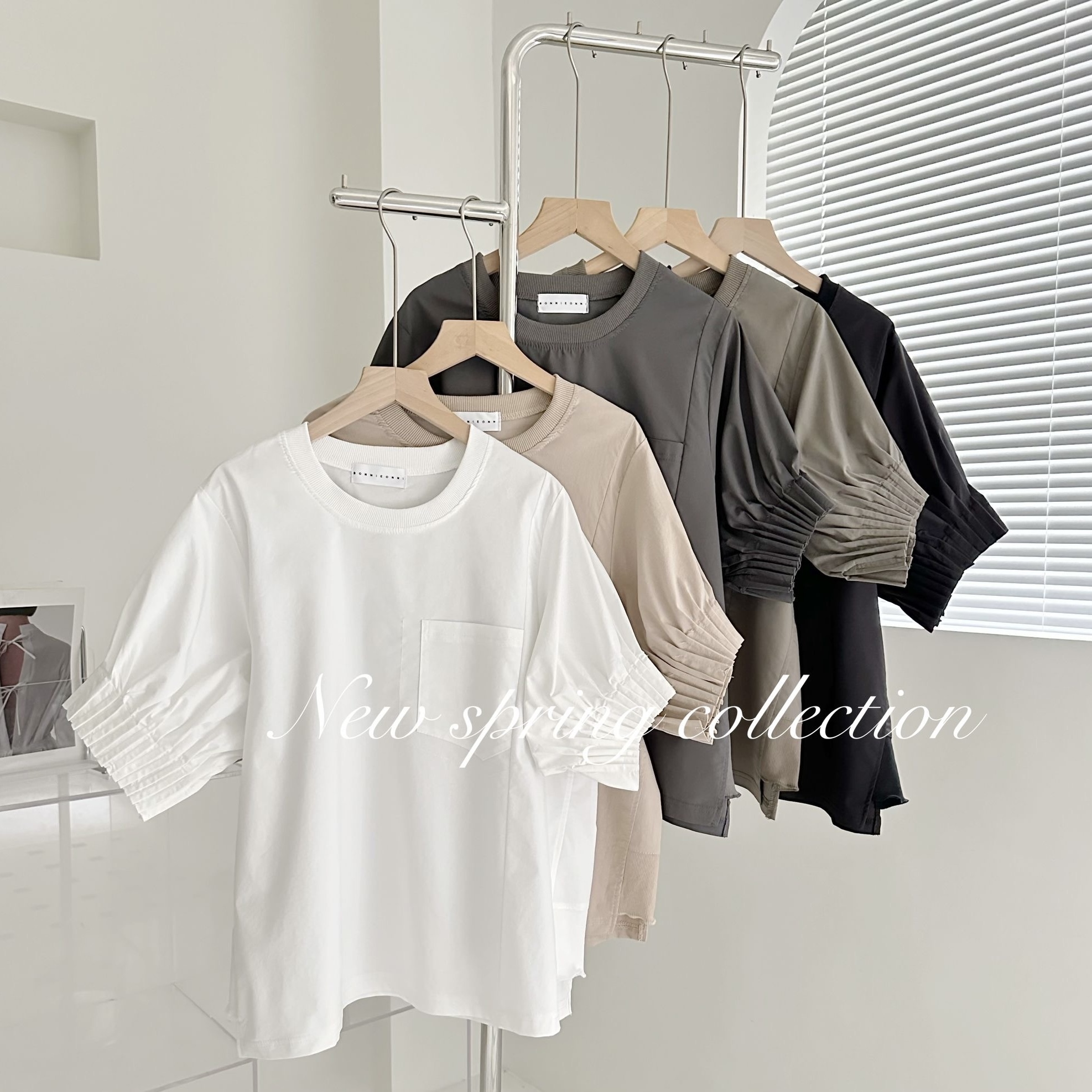 【BONNIE】 7.05 胸小袋袖打摺短袖TOP