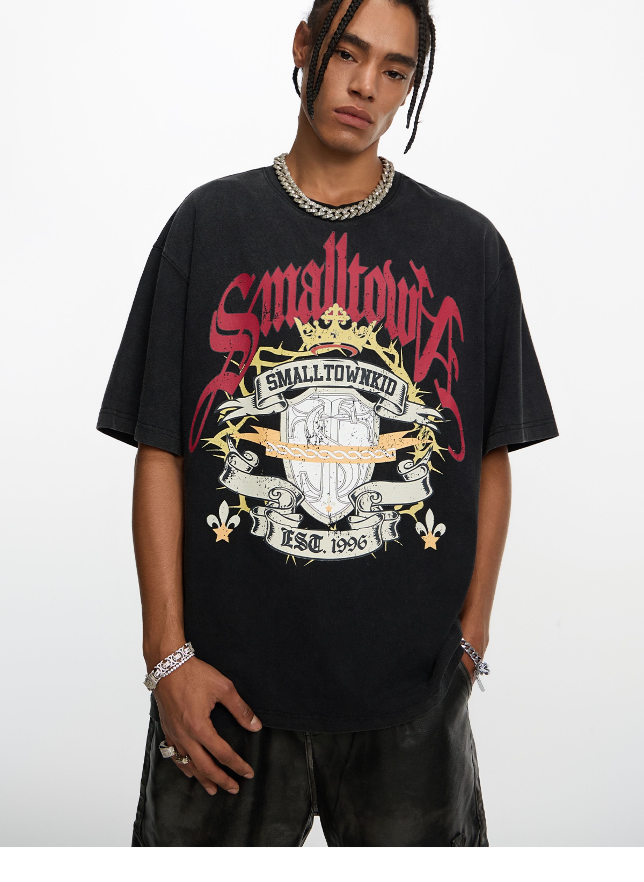 ASEN同款 STK SmallTownKid 做舊徽章 短袖T恤