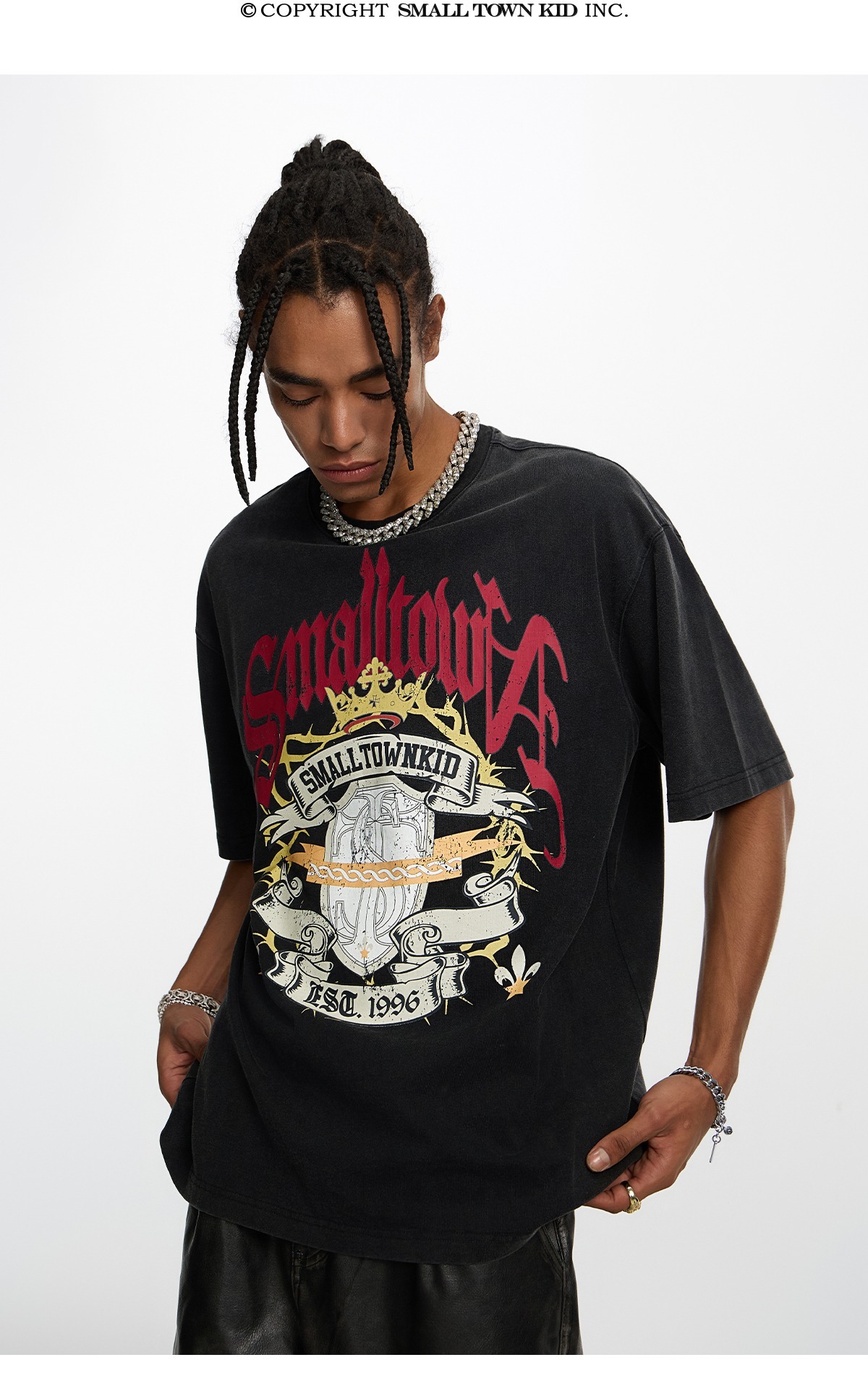 ASEN同款 STK SmallTownKid 做舊徽章 短袖T恤