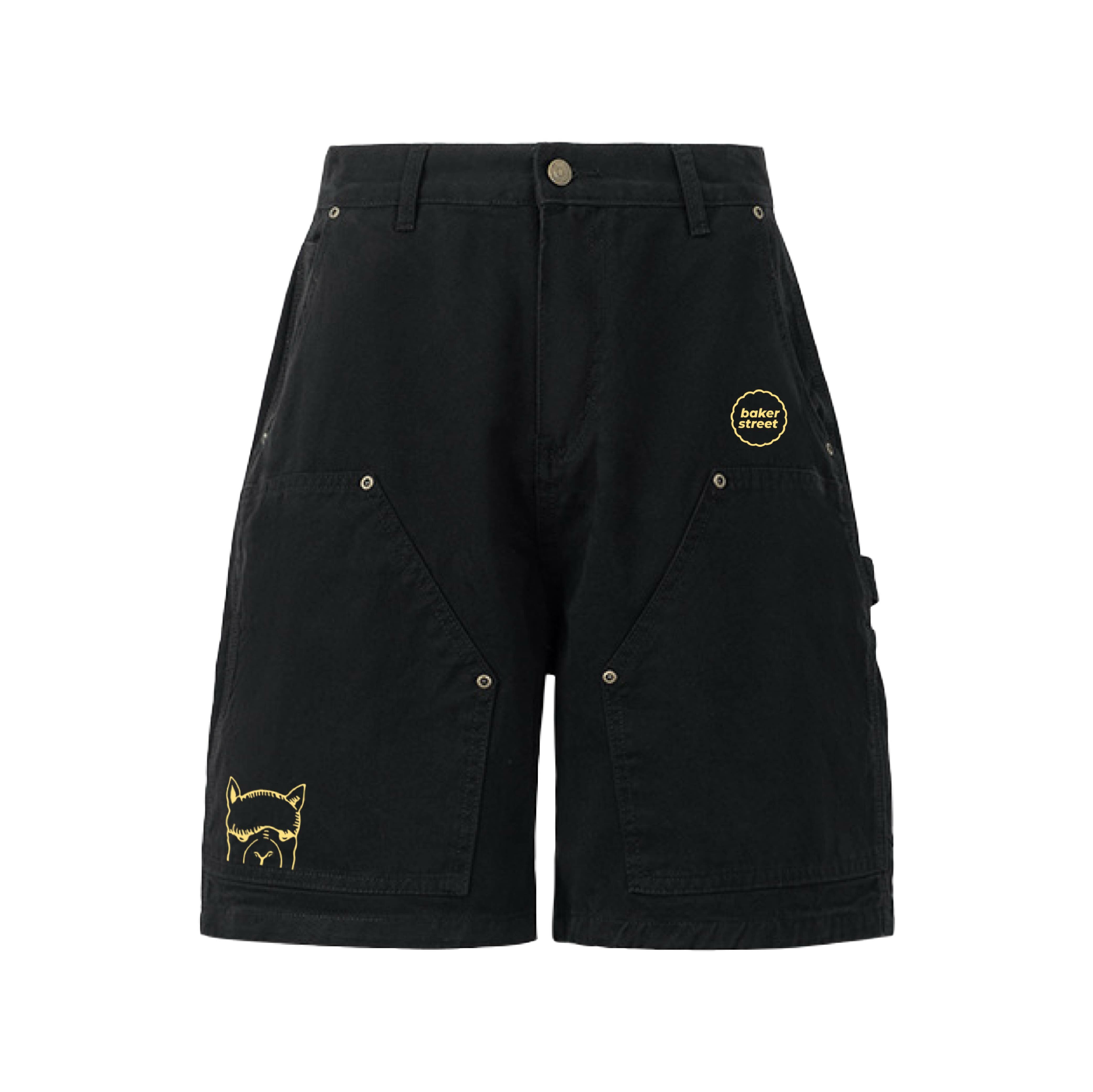 Hidden Alpaca 躲貓貓羊駝刺繡工裝直筒短褲