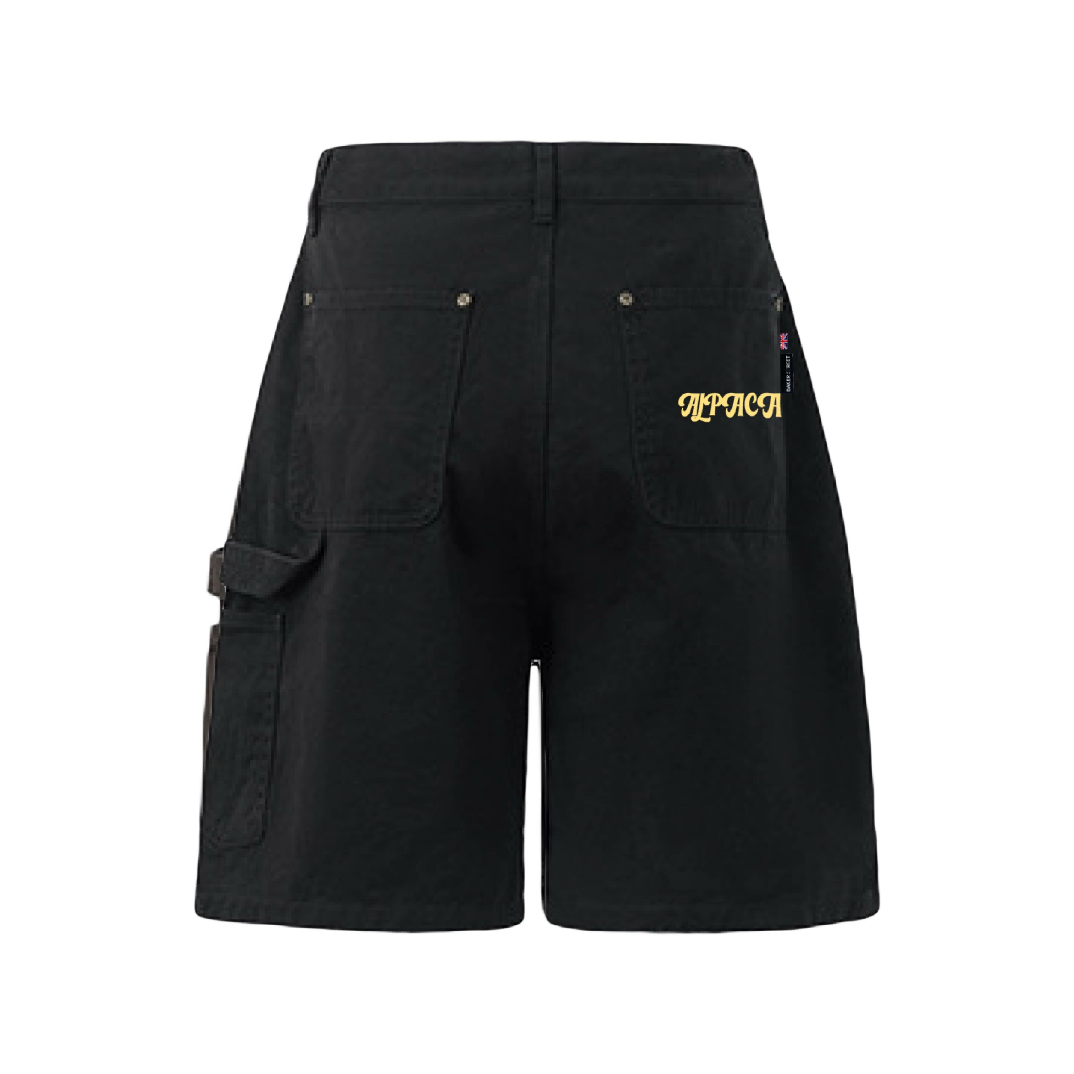 Hidden Alpaca 躲貓貓羊駝刺繡工裝直筒短褲