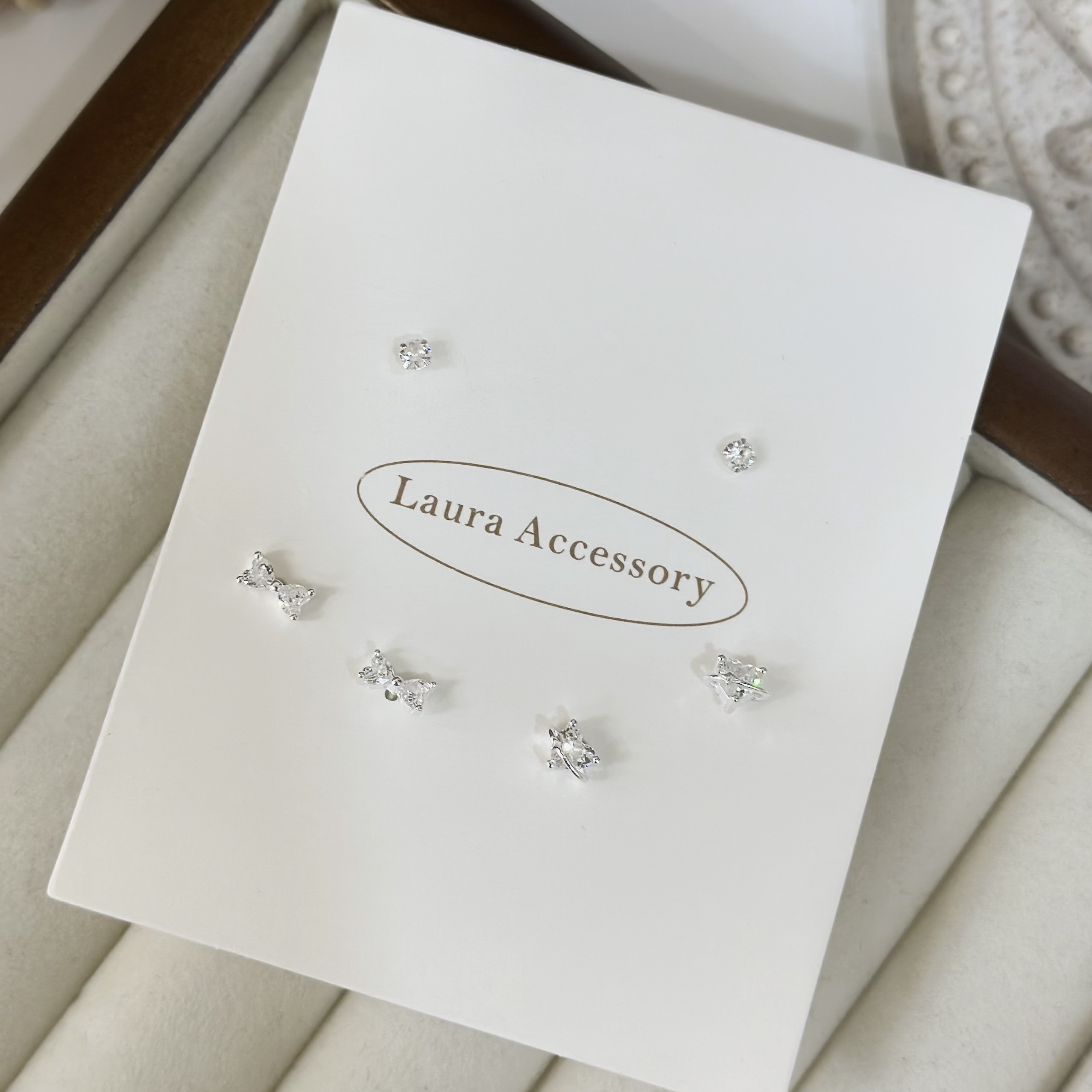 003【套組】愛心蝴蝶結純銀耳針