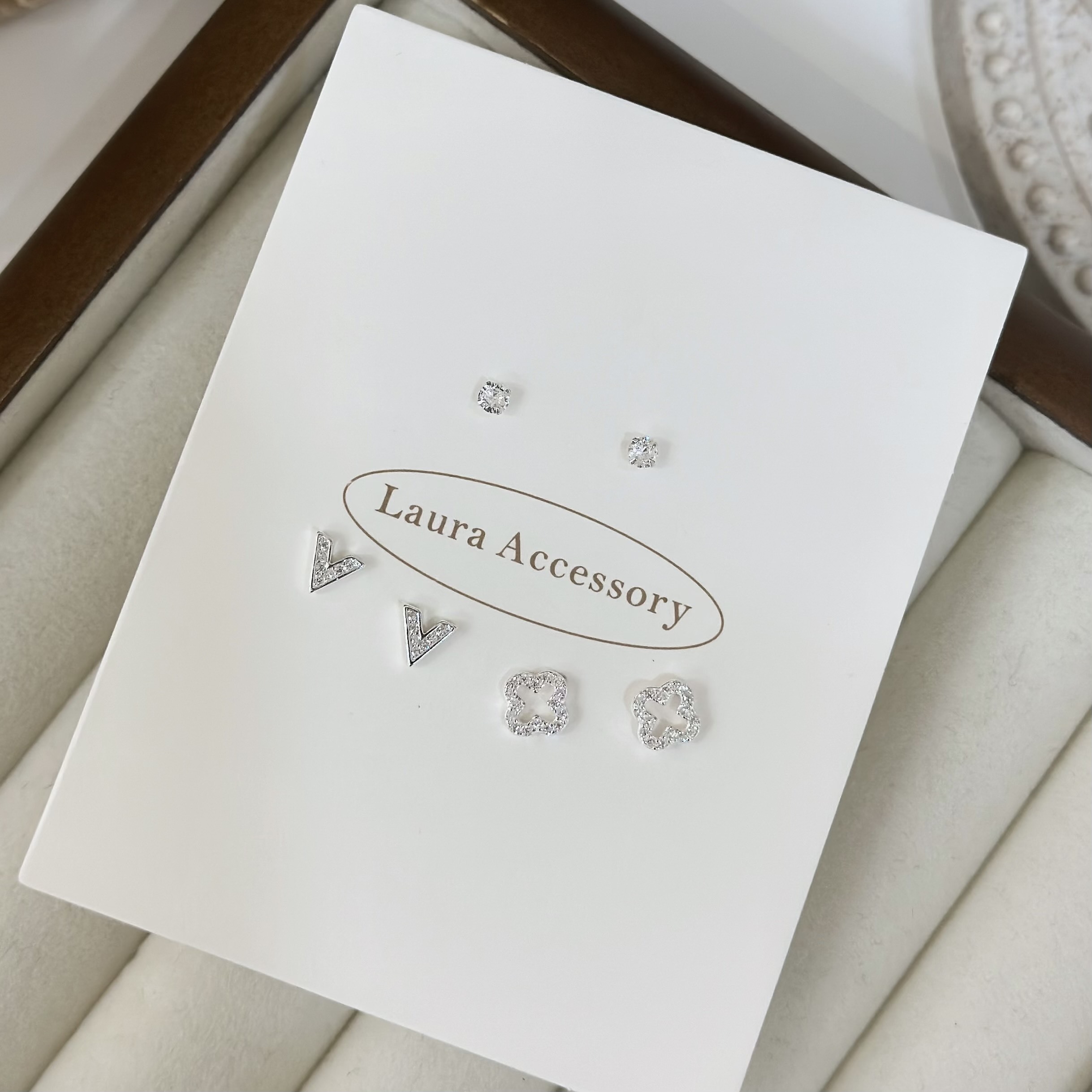 002【套組】字母四葉草純銀耳針