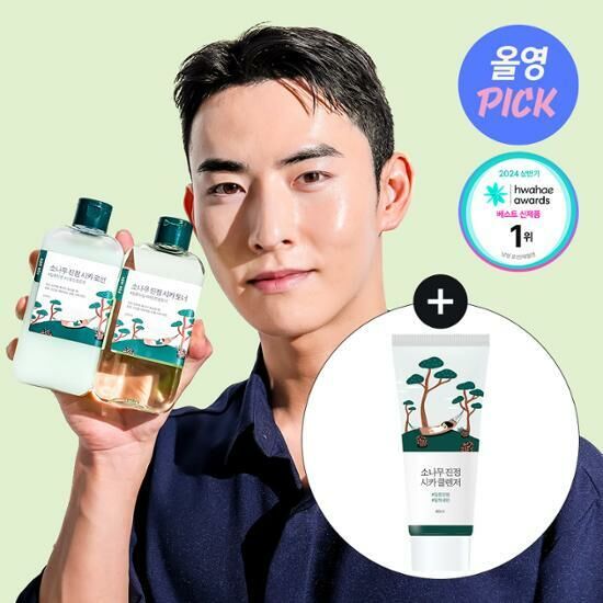 Round Lab For Men Pine Tree Soothing CICA Toner 200ml + Lotion 200ml [Olive Young Planning Set]