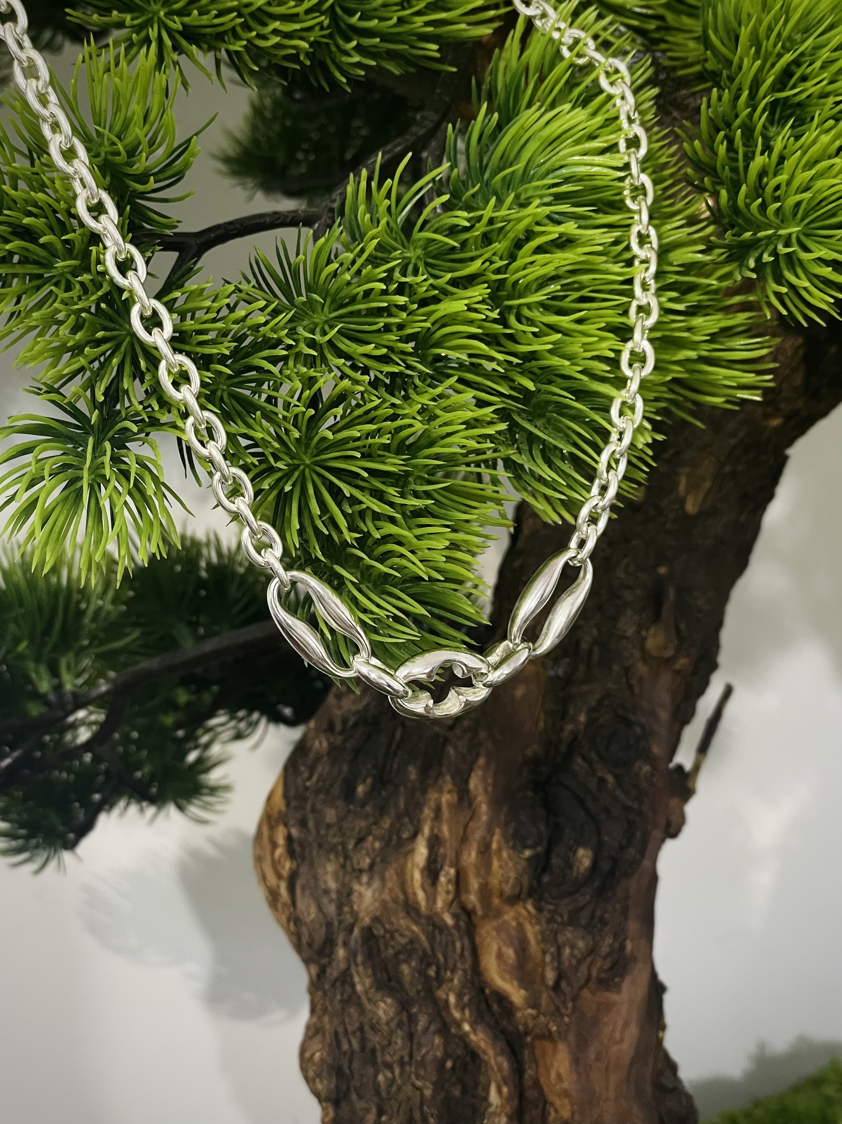 3 Silver Silver Necklace with 10cm adjust